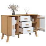 vidaXL Servantă "OLDEN", alb și maro, 114x43x73,5 cm, lemn masiv pin