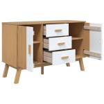 vidaXL Servantă "OLDEN", alb și maro, 114x43x73,5 cm, lemn masiv pin