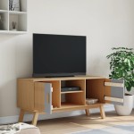 vidaXL Dulap TV „OLDEN”, gri/maro, 114x43x57 cm, lemn masiv pin