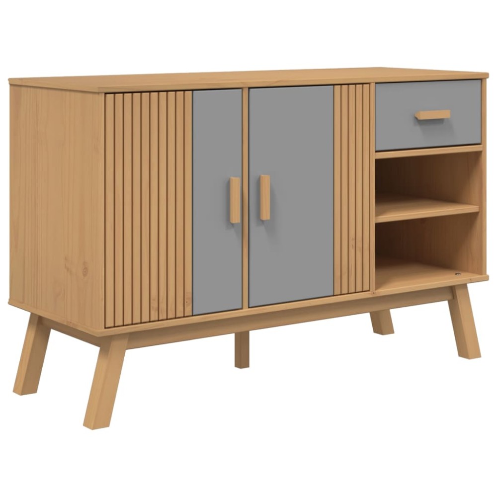 vidaXL Dulap "OLDEN", gri și maro, 114x43x73,5 cm, lemn masiv pin