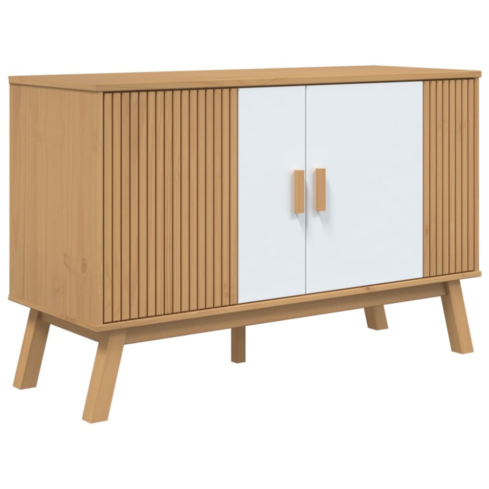 vidaXL Servantă "OLDEN", alb și maro, 114x43x73,5 cm, lemn masiv pin