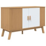 vidaXL Servantă "OLDEN", alb și maro, 114x43x73,5 cm, lemn masiv pin