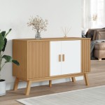 vidaXL Servantă "OLDEN", alb și maro, 114x43x73,5 cm, lemn masiv pin