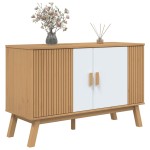 vidaXL Servantă "OLDEN", alb și maro, 114x43x73,5 cm, lemn masiv pin