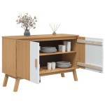 vidaXL Servantă "OLDEN", alb și maro, 114x43x73,5 cm, lemn masiv pin