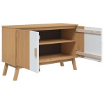 vidaXL Servantă "OLDEN", alb și maro, 114x43x73,5 cm, lemn masiv pin