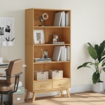 vidaXL Bibliotecă cu 4 niveluri „OLDEN”, maro, lemn masiv de pin vidaXL Bibliotecă cu 4 niveluri „OLDEN”, maro, lemn masiv de pin
