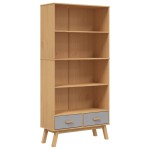 vidaXL Bibliotecă cu 4 niveluri „OLDEN”, gri și maro, lemn masiv pin vidaXL Bibliotecă cu 4 niveluri „OLDEN”, gri și maro, lemn masiv pin