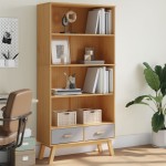 vidaXL Bibliotecă cu 4 niveluri „OLDEN”, gri și maro, lemn masiv pin vidaXL Bibliotecă cu 4 niveluri „OLDEN”, gri și maro, lemn masiv pin