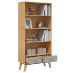 vidaXL Bibliotecă cu 4 niveluri „OLDEN”, gri și maro, lemn masiv pin vidaXL Bibliotecă cu 4 niveluri „OLDEN”, gri și maro, lemn masiv pin