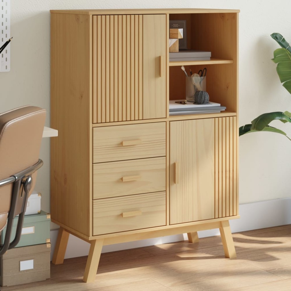 vidaXL Dulap înalt „OLDEN”, maro, 85x43x125 cm, lemn masiv pin