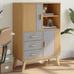 vidaXL Dulap înalt „OLDEN”, gri și maro, 85x43x125 cm, lemn masiv pin vidaXL Dulap înalt „OLDEN”, gri și maro, 85x43x125 cm, lemn masiv pin