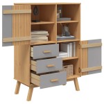 vidaXL Dulap înalt „OLDEN”, gri și maro, 85x43x125 cm, lemn masiv pin vidaXL Dulap înalt „OLDEN”, gri și maro, 85x43x125 cm, lemn masiv pin