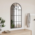vidaXL Oglindă de perete, negru, 50x100 cm, arcuită, fier vidaXL Oglindă de perete, negru, 50x100 cm, arcuită, fier