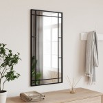 vidaXL Oglindă de perete, negru, 40x80 cm, dreptunghiulară, fier vidaXL Oglindă de perete, negru, 40x80 cm, dreptunghiulară, fier