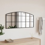 vidaXL Oglindă de perete, negru, 100x50 cm, arcuită, fier vidaXL Oglindă de perete, negru, 100x50 cm, arcuită, fier