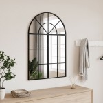 vidaXL Oglindă de perete, negru, 60x30 cm, arcuită, fier vidaXL Oglindă de perete, negru, 60x30 cm, arcuită, fier