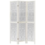 vidaXL Paravan cameră 3 panouri, alb, lemn masiv paulownia vidaXL Paravan cameră 3 panouri, alb, lemn masiv paulownia