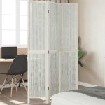 vidaXL Paravan cameră 3 panouri, alb, lemn masiv paulownia vidaXL Paravan cameră 3 panouri, alb, lemn masiv paulownia