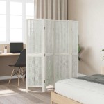 vidaXL Paravan cameră 4 panouri, alb, lemn masiv paulownia vidaXL Paravan cameră 4 panouri, alb, lemn masiv paulownia