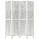 vidaXL Paravan cameră 4 panouri, alb, lemn masiv paulownia vidaXL Paravan cameră 4 panouri, alb, lemn masiv paulownia