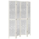 vidaXL Paravan cameră 4 panouri, alb, lemn masiv paulownia vidaXL Paravan cameră 4 panouri, alb, lemn masiv paulownia