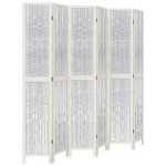 vidaXL Paravan cameră 6 panouri, alb, lemn masiv paulownia vidaXL Paravan cameră 6 panouri, alb, lemn masiv paulownia