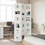 vidaXL Paravan cameră 3 panouri, alb, lemn masiv paulownia