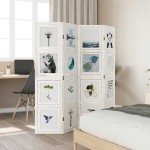vidaXL Paravan cameră 4 panouri, alb, lemn masiv paulownia vidaXL Paravan cameră 4 panouri, alb, lemn masiv paulownia