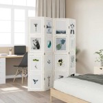 vidaXL Paravan cameră 4 panouri, alb, lemn masiv paulownia vidaXL Paravan cameră 4 panouri, alb, lemn masiv paulownia