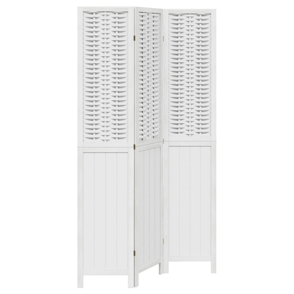 vidaXL Paravan cameră 3 panouri, alb, lemn masiv paulownia