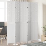 vidaXL Paravan cameră 5 panouri, alb, lemn masiv paulownia vidaXL Paravan cameră 5 panouri, alb, lemn masiv paulownia