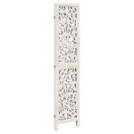 vidaXL Paravan cameră 3 panouri, alb, lemn masiv paulownia