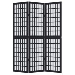 vidaXL Paravan de cameră cu 3 panouri, negru, lemn masiv paulownia