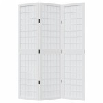 vidaXL Paravan cameră 3 panouri, alb, lemn masiv paulownia