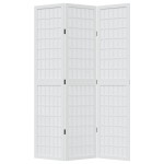 vidaXL Paravan cameră 3 panouri, alb, lemn masiv paulownia