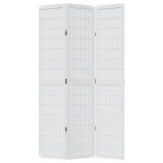 vidaXL Paravan cameră 3 panouri, alb, lemn masiv paulownia