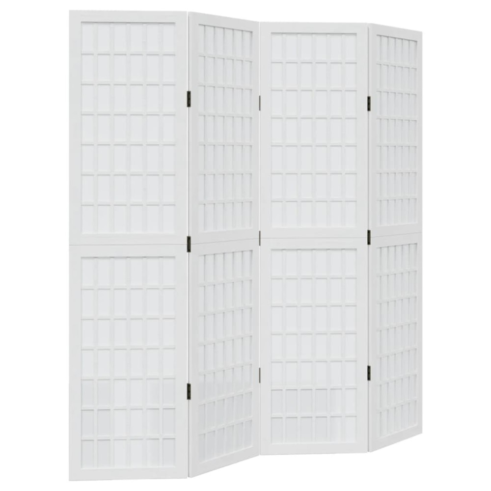 vidaXL Paravan cameră 4 panouri, alb, lemn masiv paulownia