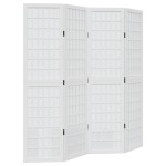 vidaXL Paravan cameră 4 panouri, alb, lemn masiv paulownia