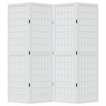 vidaXL Paravan cameră 4 panouri, alb, lemn masiv paulownia