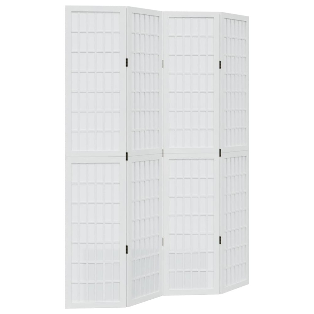 vidaXL Paravan cameră 4 panouri, alb, lemn masiv paulownia