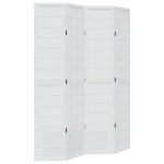 vidaXL Paravan cameră 4 panouri, alb, lemn masiv paulownia