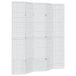 vidaXL Paravan cameră 5 panouri, alb, lemn masiv paulownia