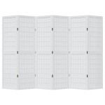 vidaXL Paravan cameră 6 panouri, alb, lemn masiv paulownia
