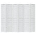 vidaXL Paravan cameră 6 panouri, alb, lemn masiv paulownia