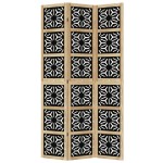 vidaXL Paravan de cameră, 3 panouri, maro/negru, lemn masiv paulownia