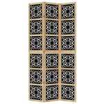 vidaXL Paravan de cameră, 3 panouri, maro/negru, lemn masiv paulownia