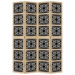 vidaXL Paravan de cameră, 4 panouri, maro/negru, lemn masiv paulownia