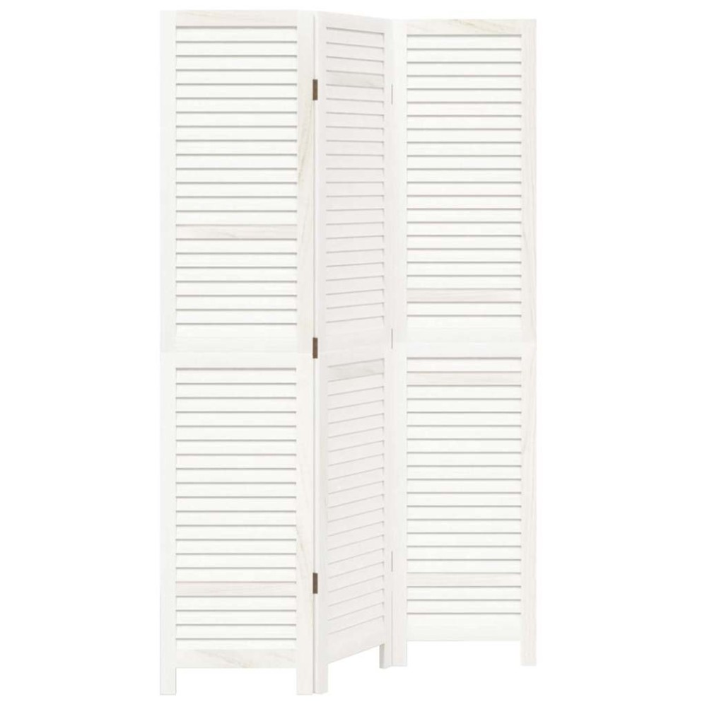 vidaXL Paravan cameră 3 panouri, alb, lemn masiv paulownia