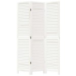 vidaXL Paravan cameră 3 panouri, alb, lemn masiv paulownia